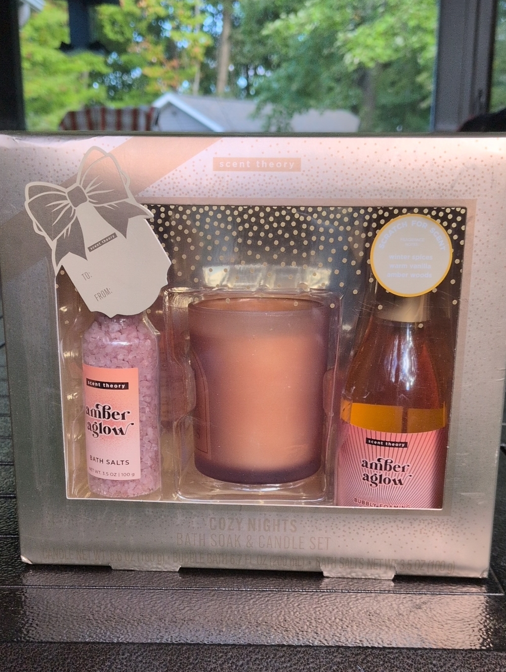 Scent Theory COZY NIGHTS Bath Soak & Candle Gift Set~ NIB